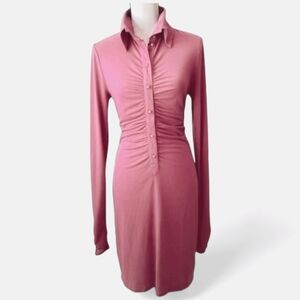 Karl Lagerfeld Women's Long Sleeve Ruched Dress Size Small Rose